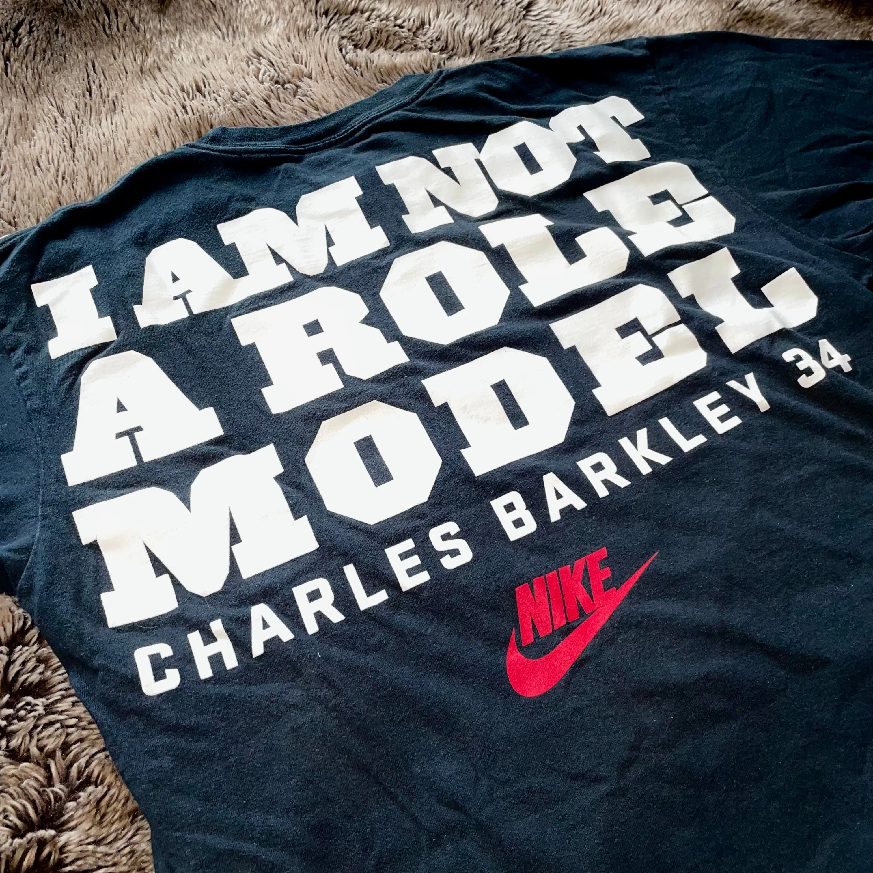1990s Nike x Charles Barkley I Am Not A Role Model Tee (Black & Red)