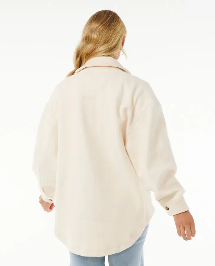 High Tide Fleece Shacket Off White