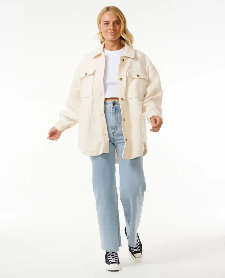 High Tide Fleece Shacket Off White