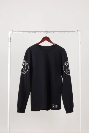 Nike Air Jordan x Pairs Saint Germain PSG 'SAMPLE Sleeve Logo' L/S T-Shirt Black (2018)