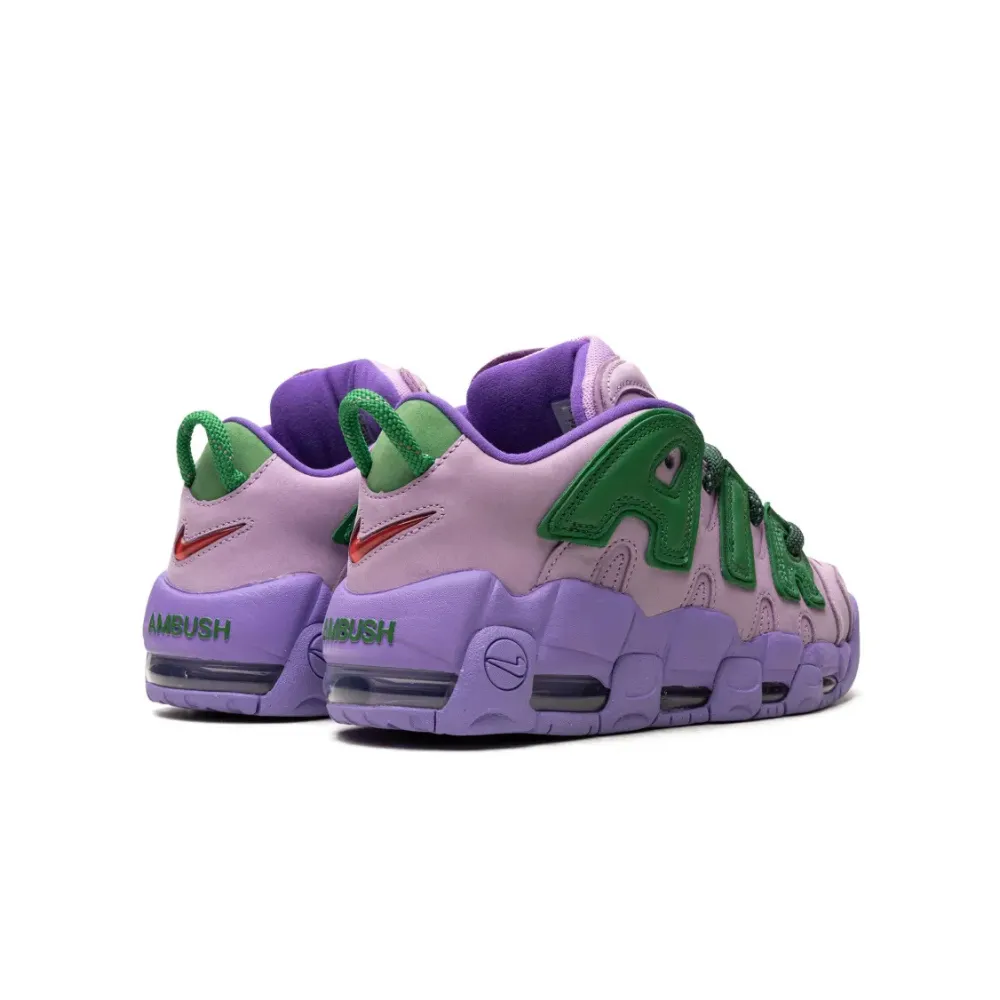 Nike Air More Uptempo Low AMBUSH Lilac Apple Green University Red