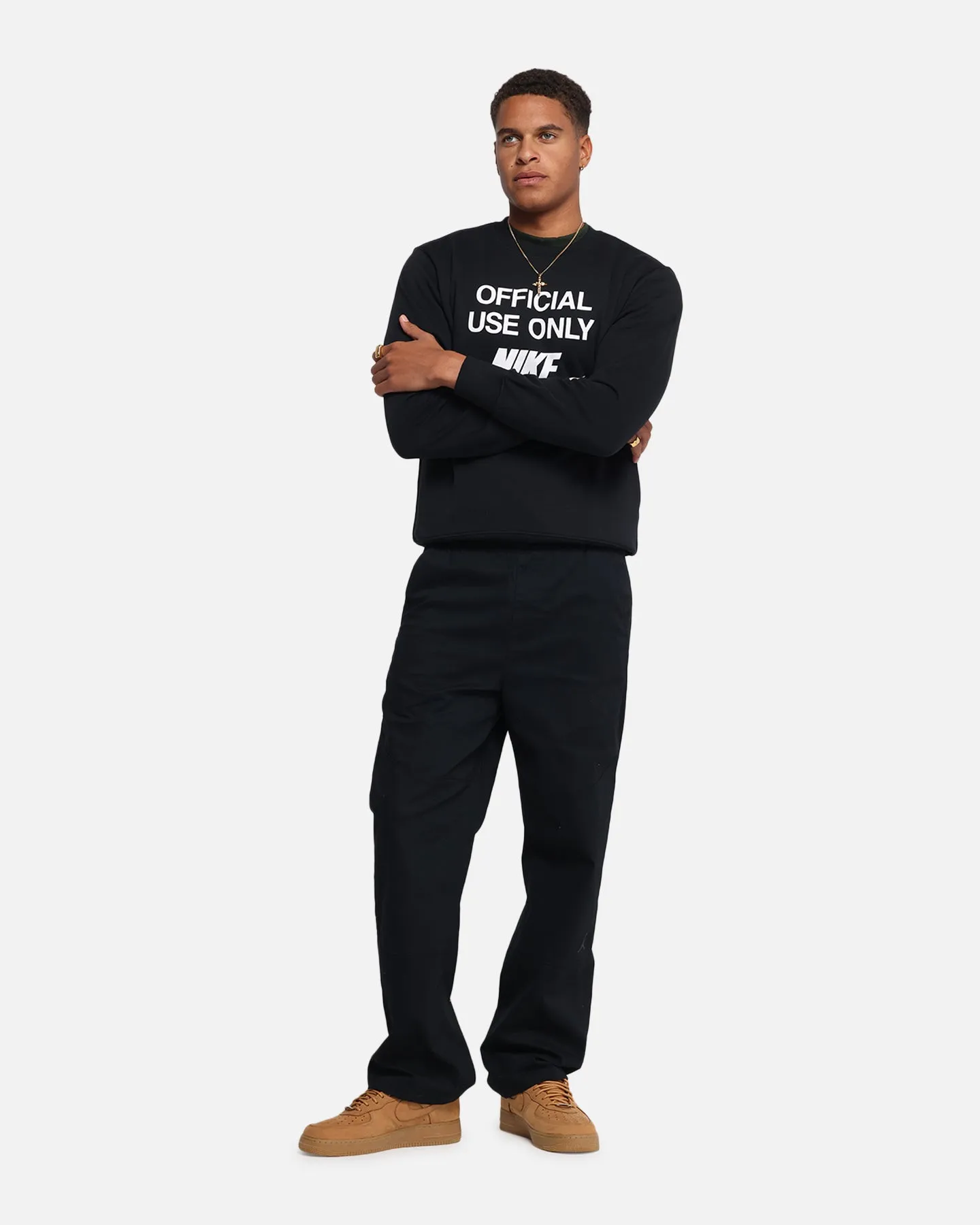 Nike Club French Terry Crewneck Black/White