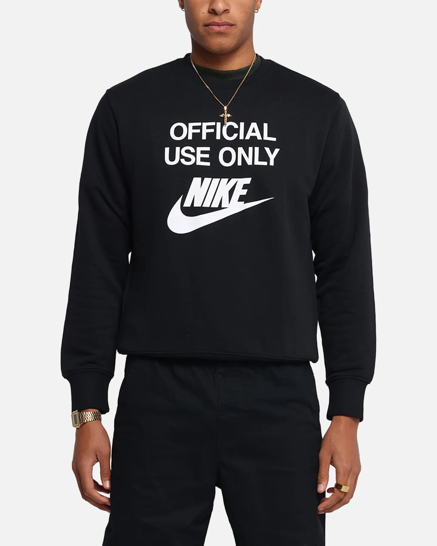Nike Club French Terry Crewneck Black/White