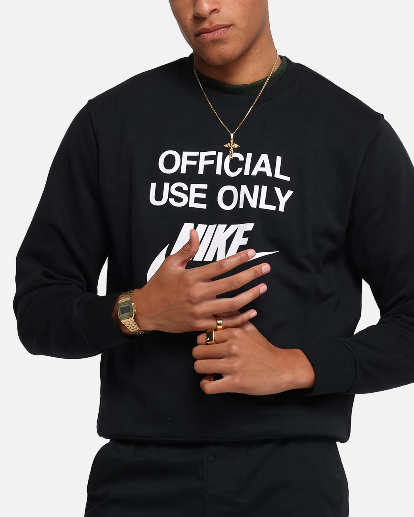 Nike Club French Terry Crewneck Black/White