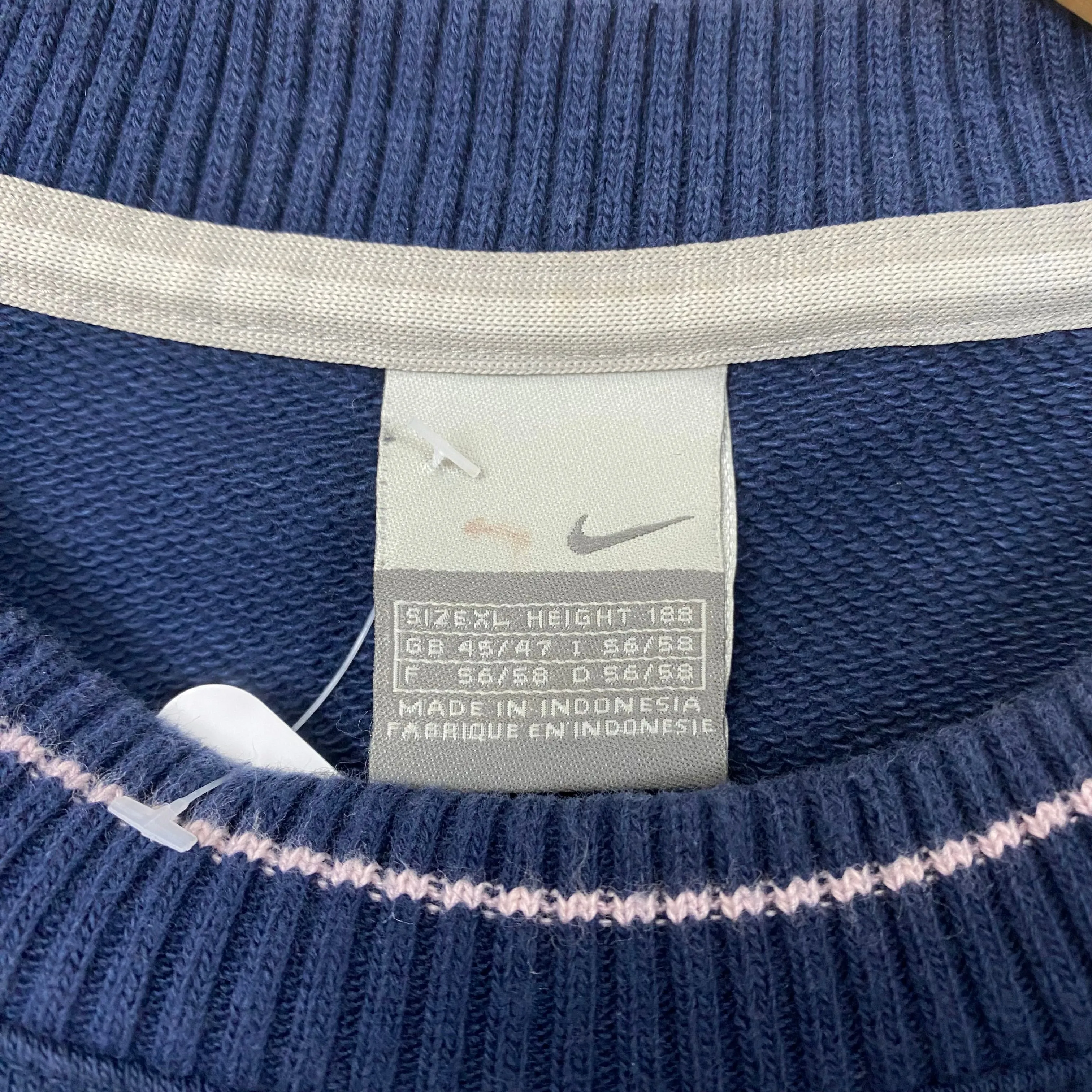 Nike Navy vintage sweatshirt embroidered spell out on crest (XL)