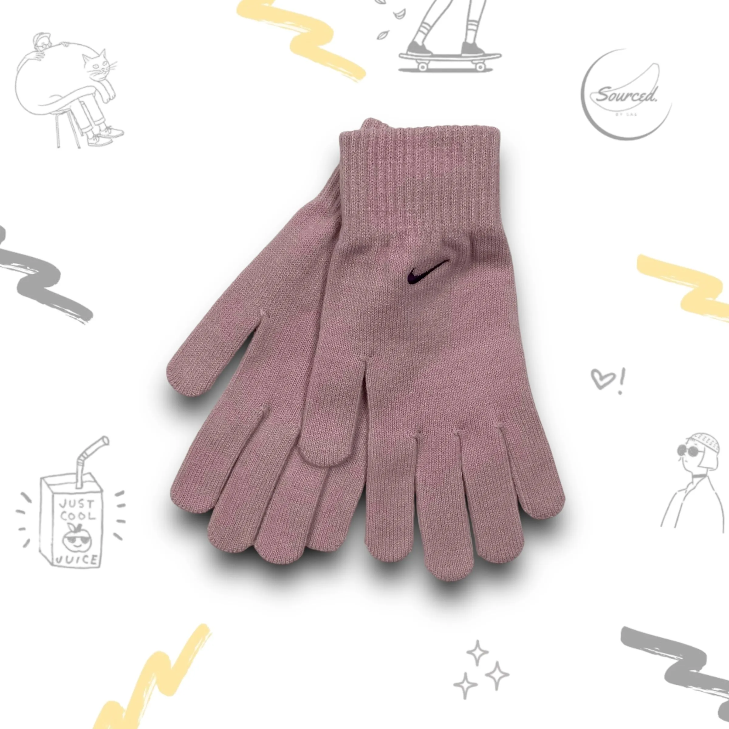 Nike Pink Vintage Deadstock Beanie hat and gloves