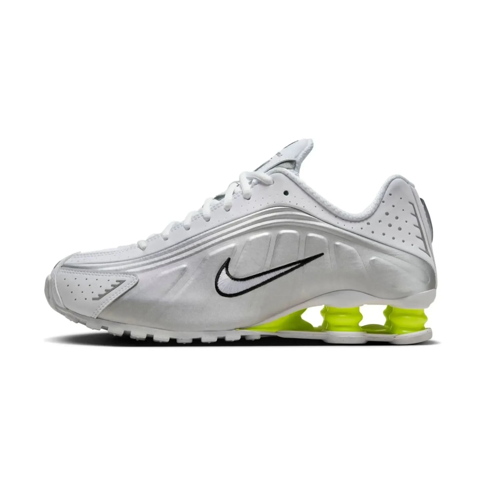 Nike Shox R4 White Metallic Silver Volt