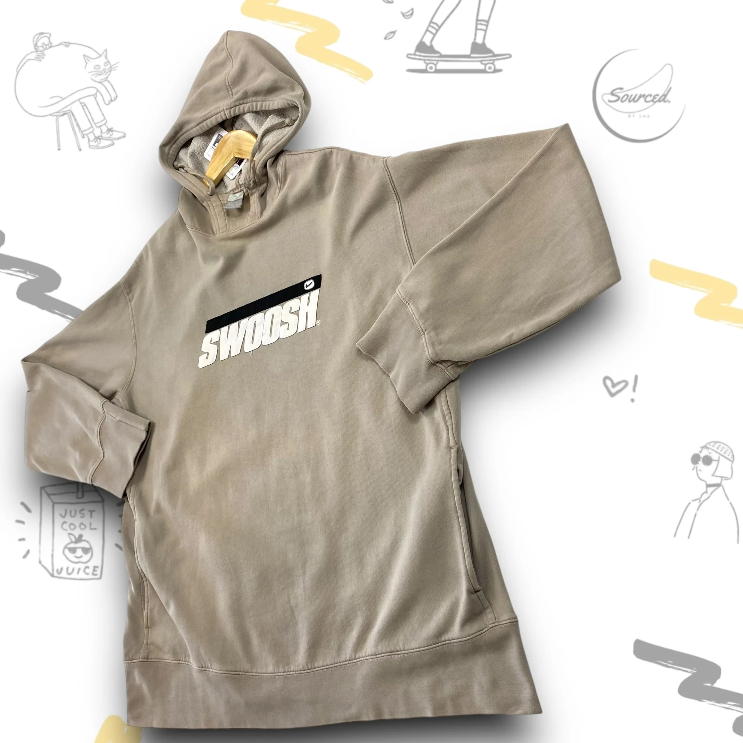 Nike vintage brown swoosh hoodie (XL)