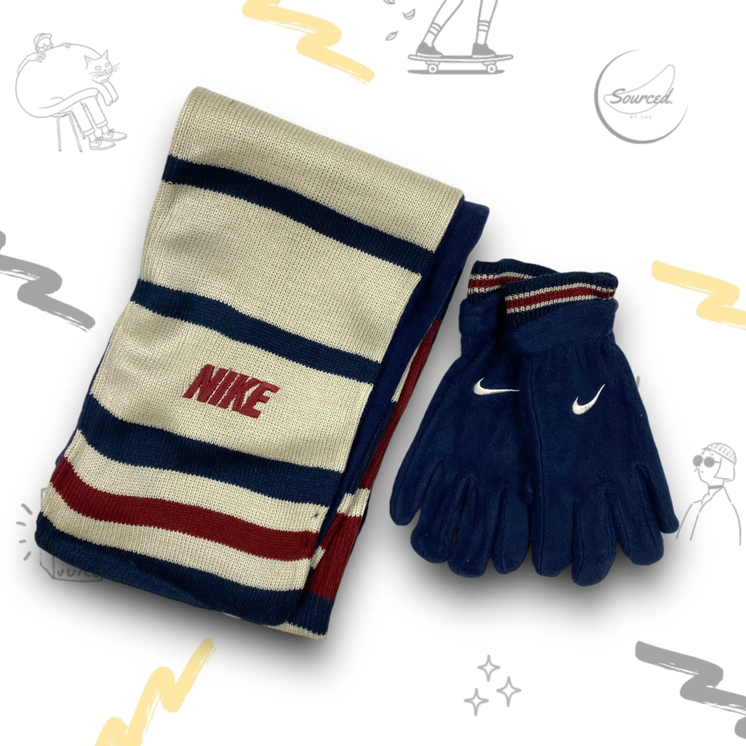 Nike Vintage Deadstock Scarf And Gloves