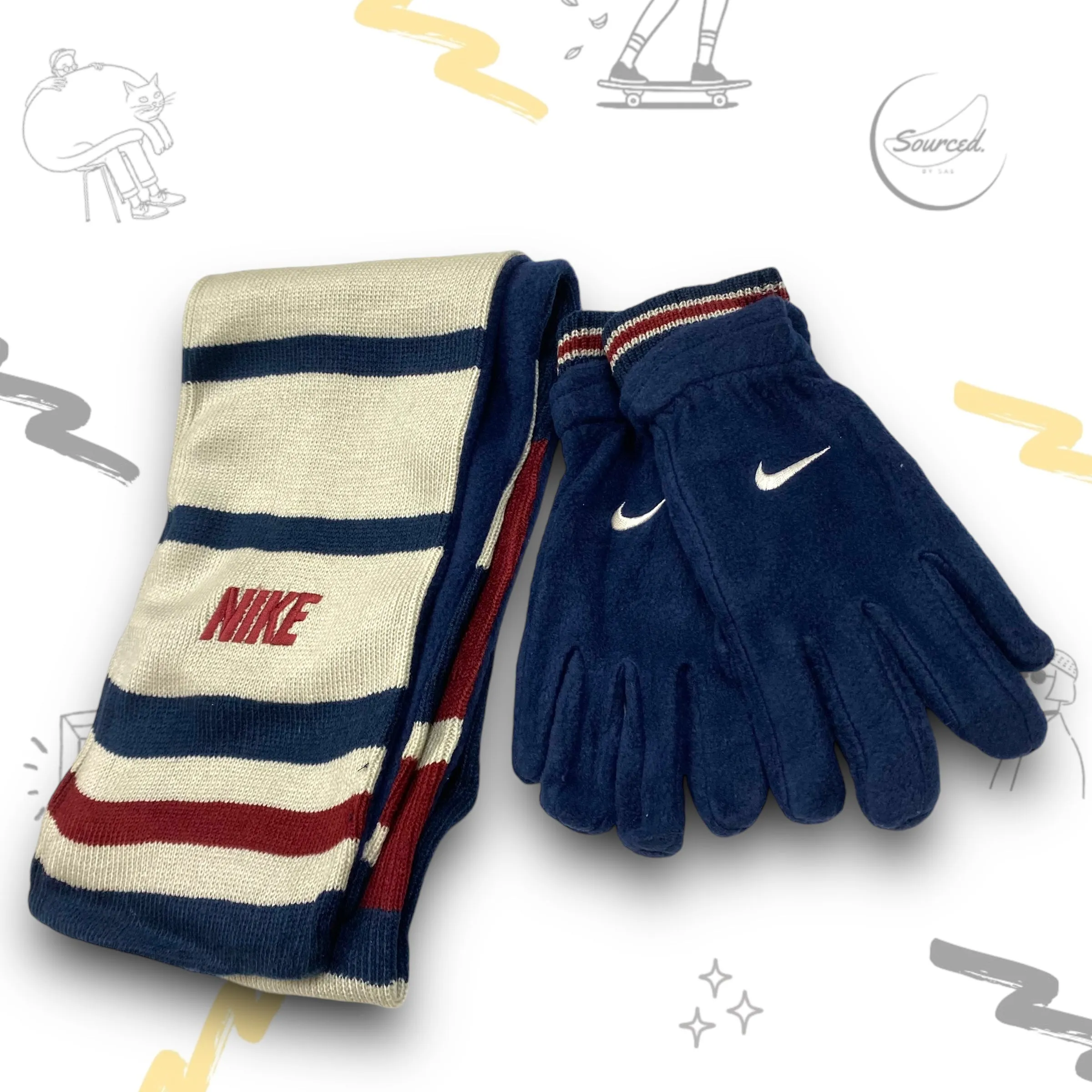 Nike Vintage Deadstock Scarf And Gloves