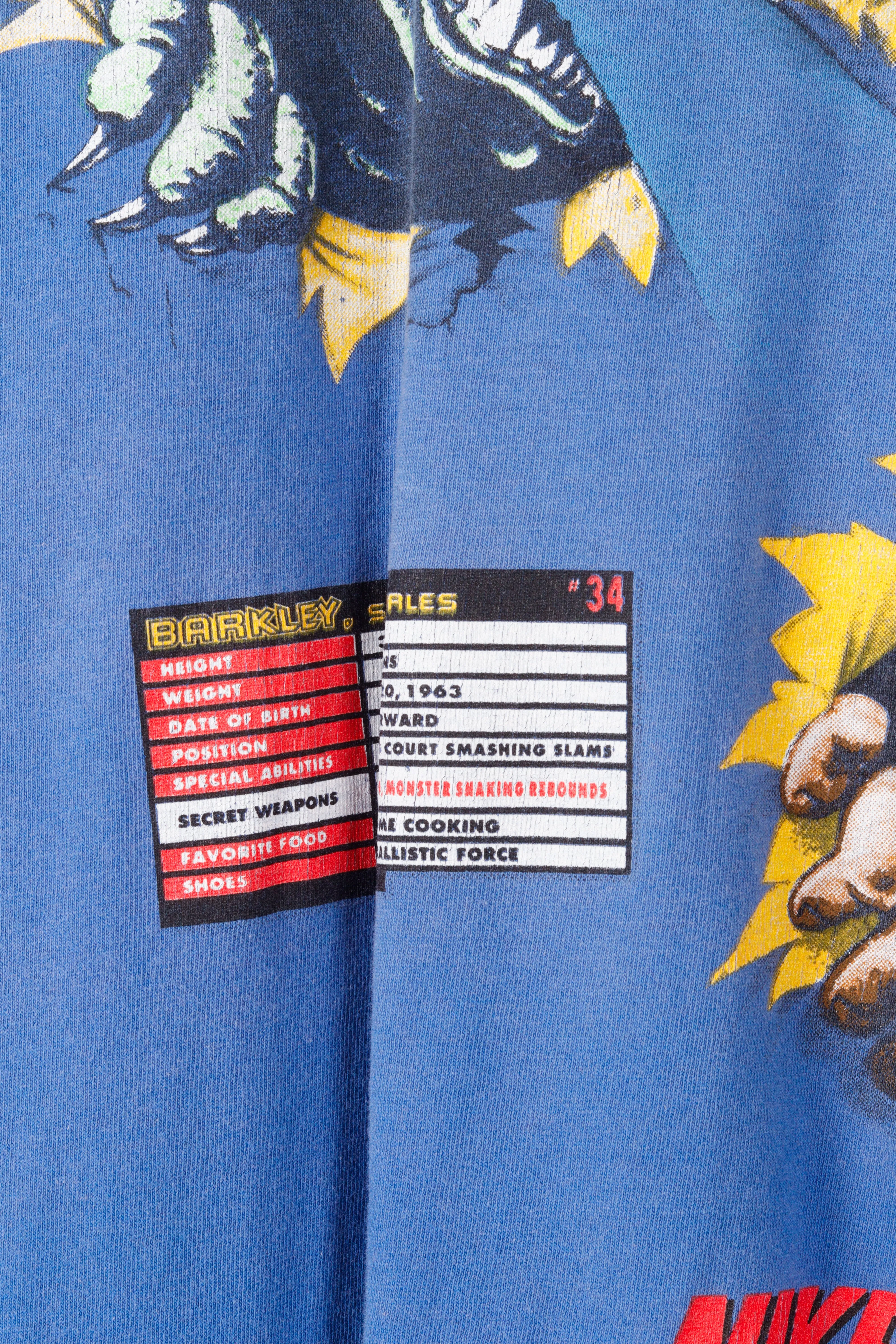 Vintage 1992 Nike 'Charles Barkley VS Godzilla World Tour' T-Shirt Blue