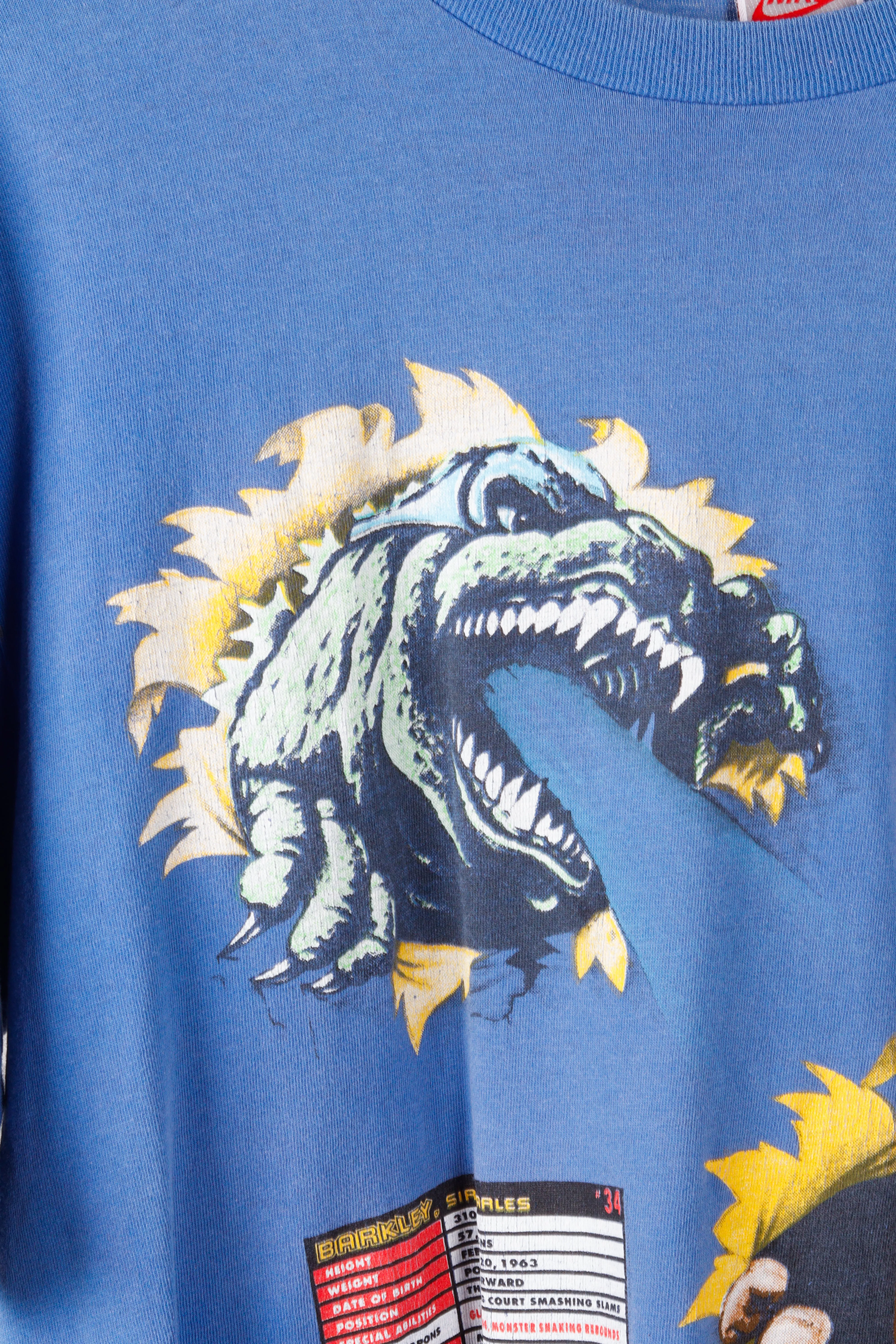 Vintage 1992 Nike 'Charles Barkley VS Godzilla World Tour' T-Shirt Blue