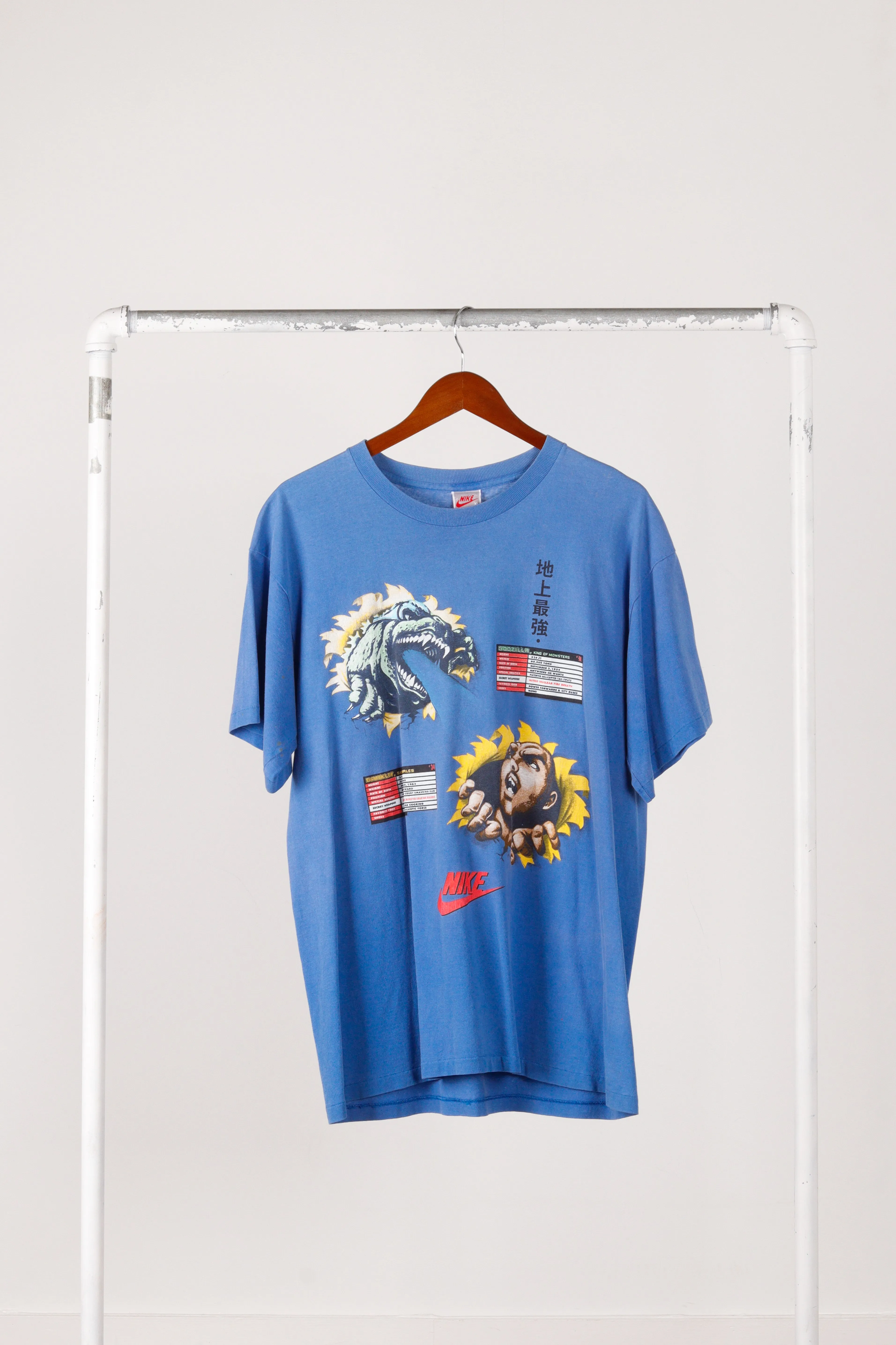 Vintage 1992 Nike 'Charles Barkley VS Godzilla World Tour' T-Shirt Blue
