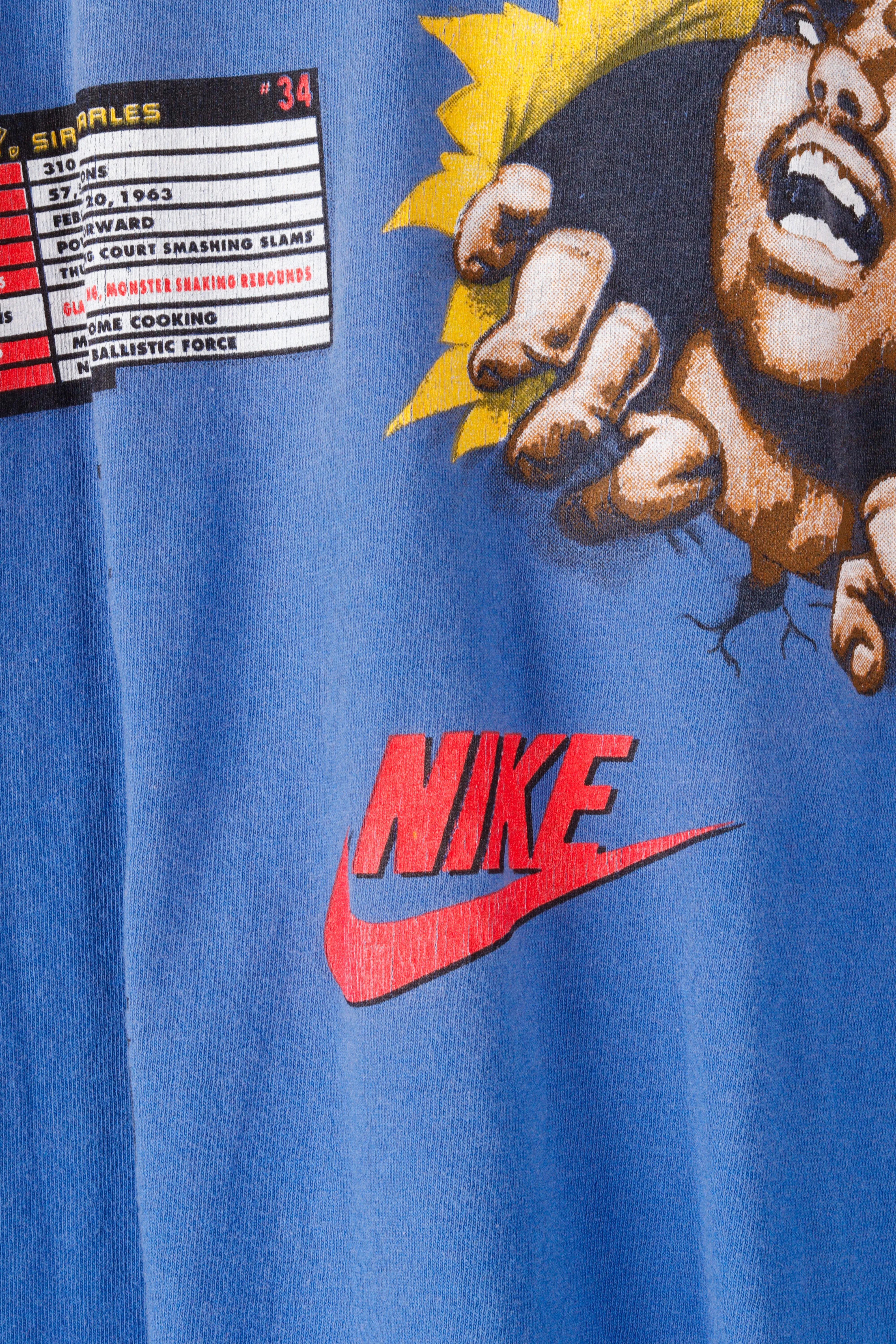 Vintage 1992 Nike 'Charles Barkley VS Godzilla World Tour' T-Shirt Blue