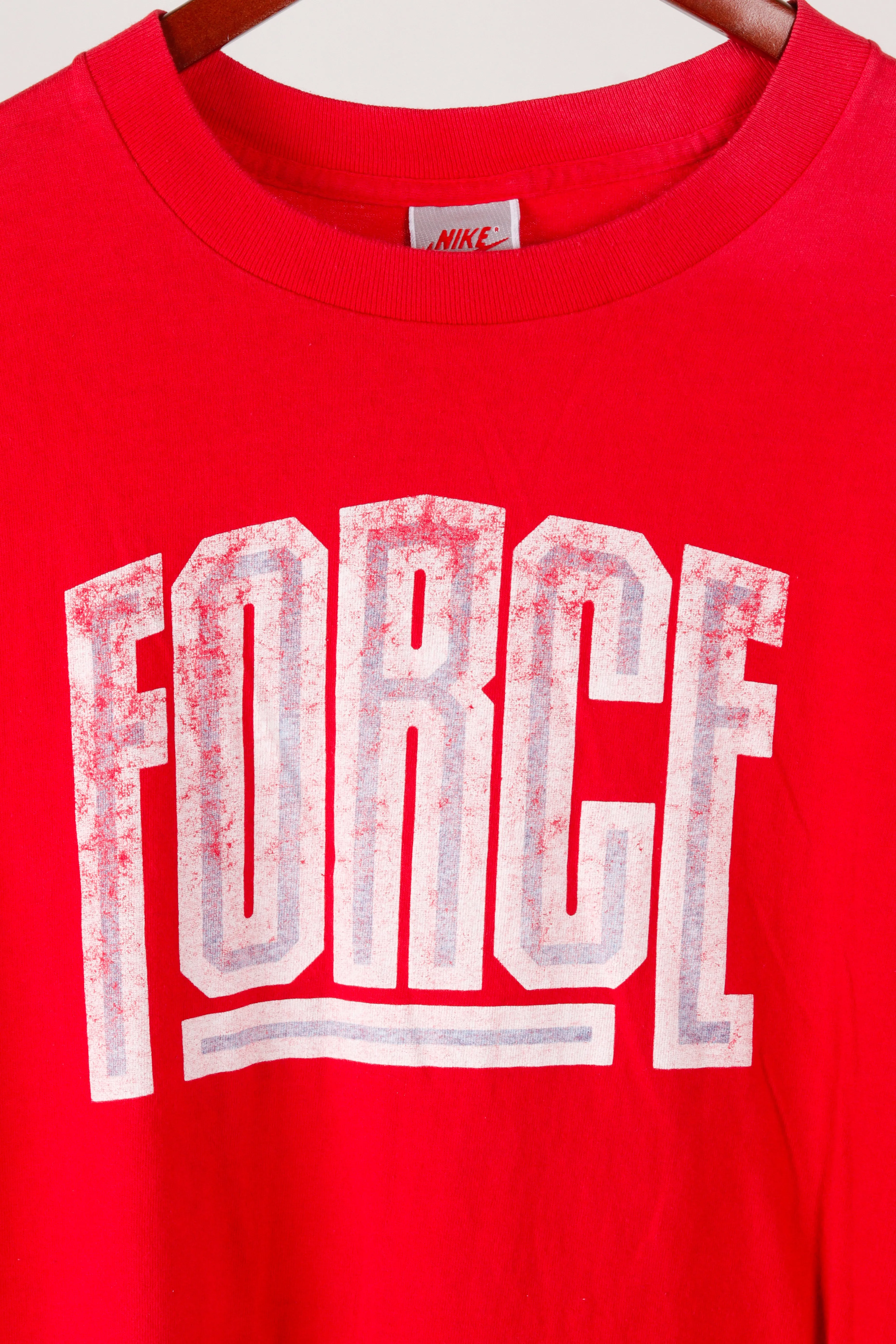Vintage 80's Nike 'Force' Basketball Logo T-Shirt Red
