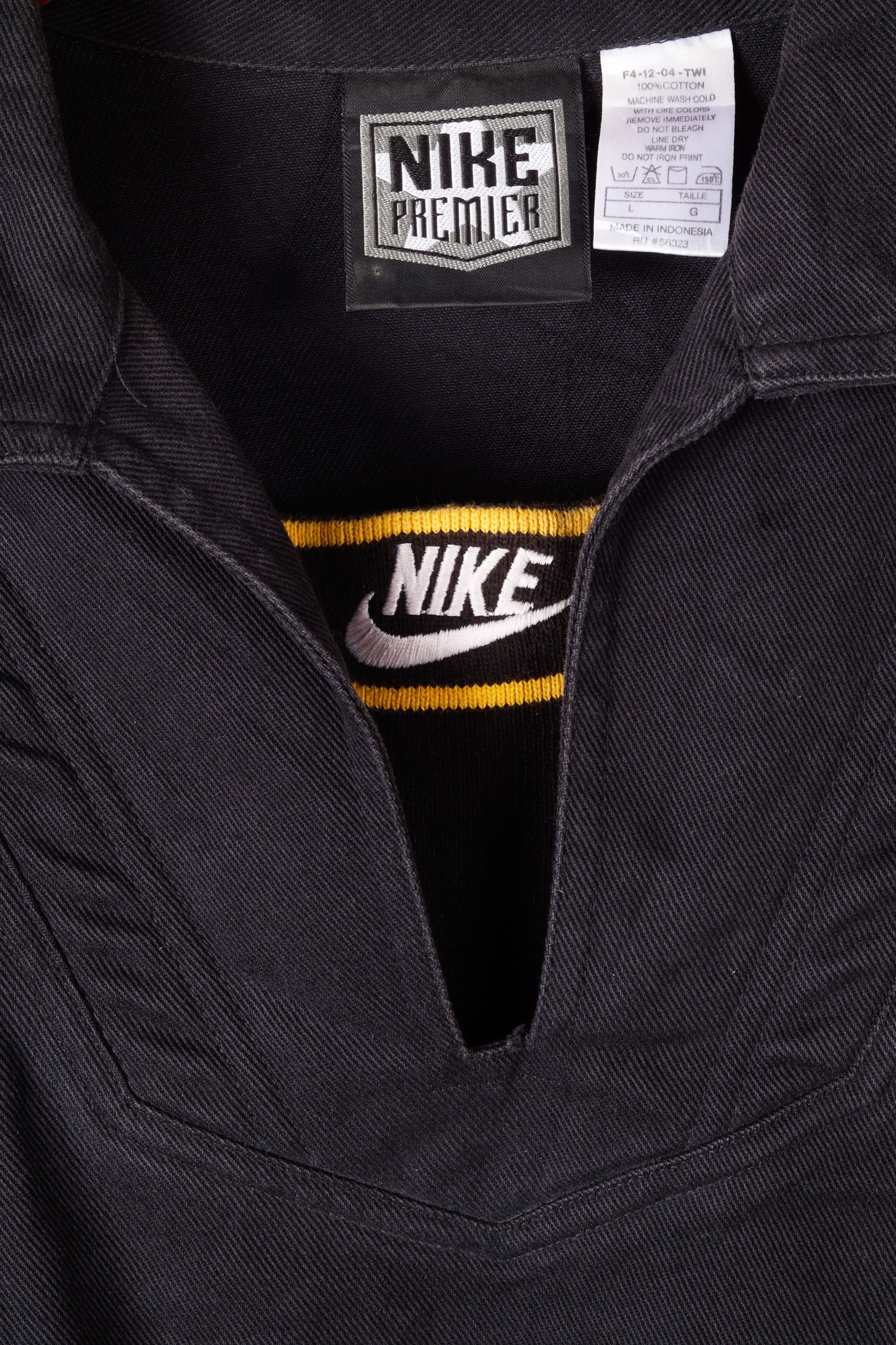 Vintage 90's Nike Premier Soccer 'Denim' Pullover Shirt Black