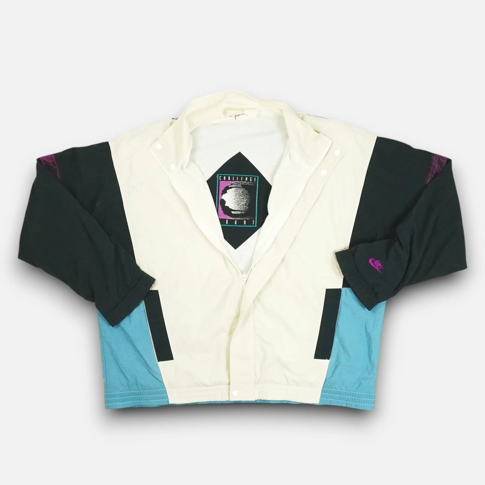 Vintage Nike Challenge Court Rare 90s White Trackjacket (XL)