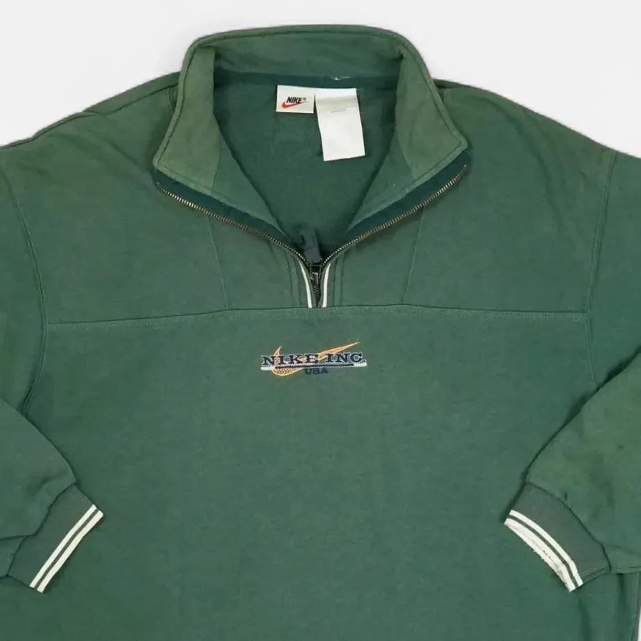 Vintage Nike INC Green 1/4 Zip Sweatshirt (L)