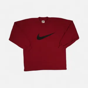 Vintage Red Nike Embroidered Embossed Swoosh Oversized Sweatshirt (XL)